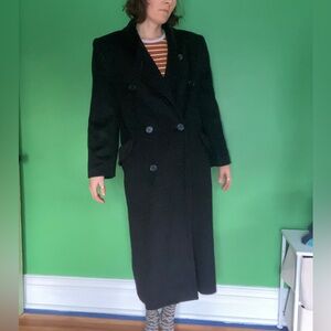 Vintage 80s 90s Bill Blass Signature Black wool long maxi Coat